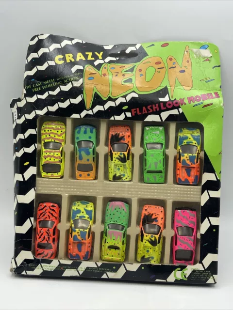 Golden Wheel Die Cast - Rare Vintage Set  1991 Crazy Neon - 10 Pack - HTF