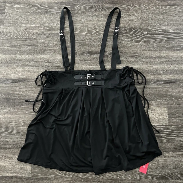 RoseGal Black Lace Up Buckle Suspenders Skirt Plus Size 2X NWT Goth Punk Grunge
