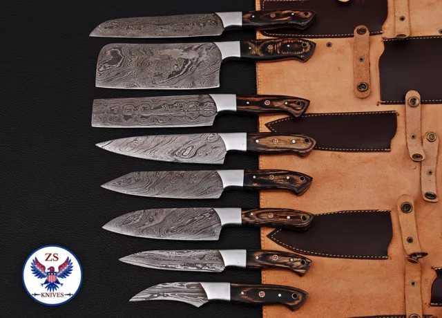 Custom Handmade Forged Damascus Steel Chef Knife Set Kitchen Knives Set - Zs 46 2