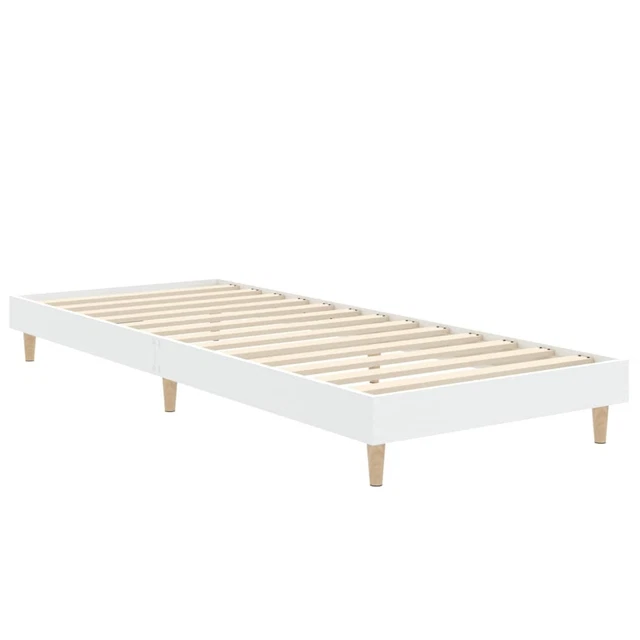 STURDY BED Frame In White Engineered Wood & Eucalyptus Plywood