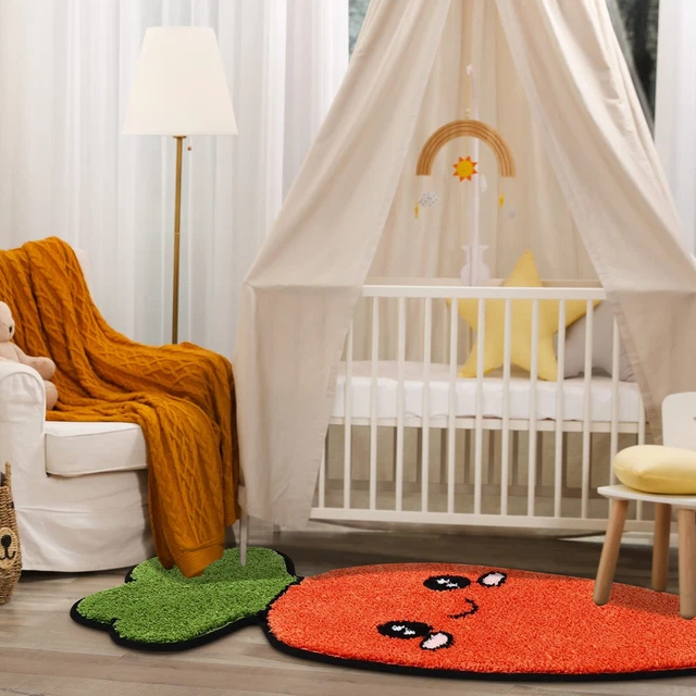 Cute Fluffy Round Kids ABC Rug，Educational Letter Learning Nursery Rug