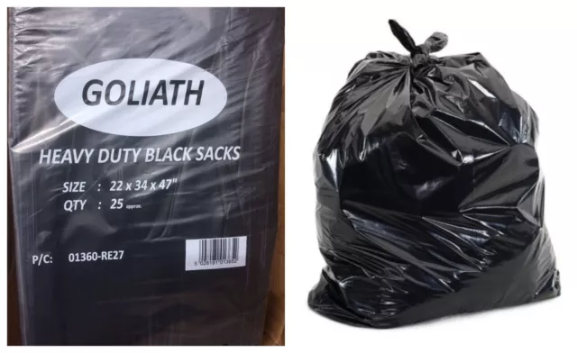 COMPACTOR Black Sacks | GOLIATH 280G BIN LINERS | Refuse/Rubbish/Waste/Bin Bags 2