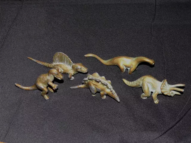 SRG 1947 Brass Brontosaurus, Triceratops, Metal T-Rex, Stegosaurus Dinosaurs