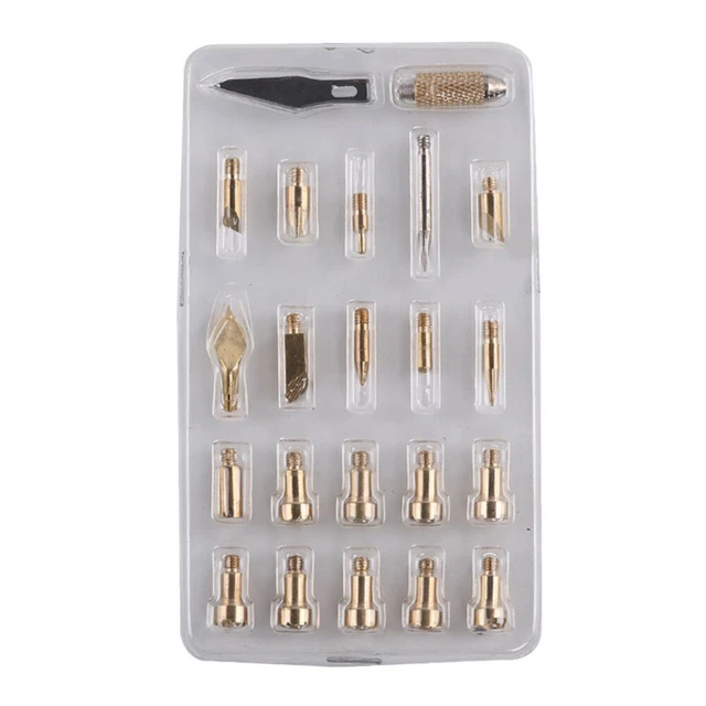 23pcs Electric Soldering Iron Tips Head Wood Burning Pen Art Leather Engraving