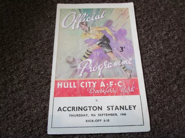 HULL CITY  v  ACCRINGTON STANLEY 1948/9  SEPT 9th  HULL CITY CHAMPIONS SEASON