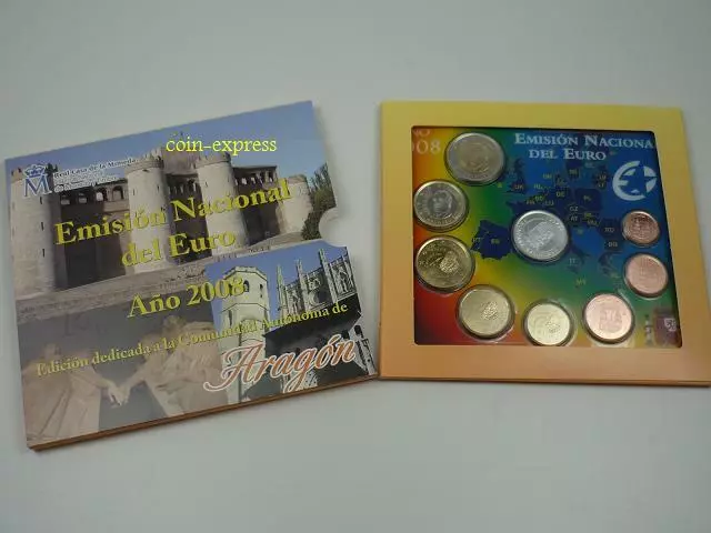 *** EURO KMS SPANIEN 2008 BU ARAGON Kursmünzensatz Espana Spain Coin Set ***