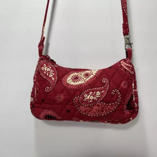 Vera Bradley Red Bandanna Quilt Paisley Print Small Purse Retired Long or Short