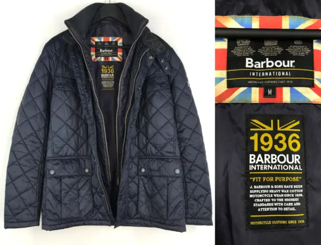 Men's Barbour International Windshield Quilt Jacket Black Quilted Jacket Size M