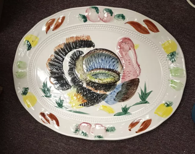 Majolica  1946  Turkey  Platter  Made In  Japan