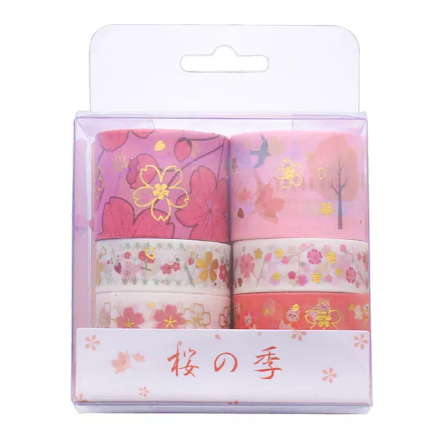 10PCS Bronzing Sakura Washi Tape Sticker Scrapbooking Planner Diary Decor DIY