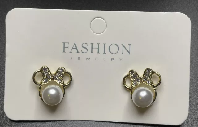 Disney Faux Pearl Minnie Mouse Earrings