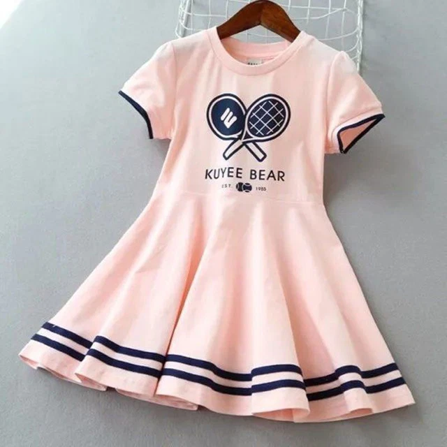 Manica Corta Abiti per Bambine Cotone Vestiti Trendy Casual Estivo SPORTS