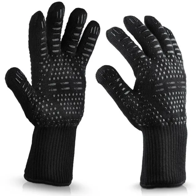 1 par de guantes de silicona gruesa resistentes al calor para cocinar barbacoa BB L2V8