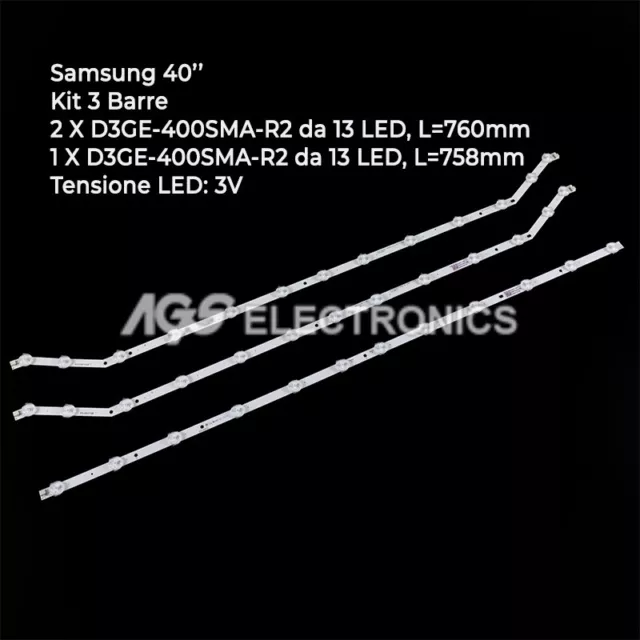 Kit 3 Barres Von 13 Tv-Led Samsung D3Ge-400Sma-R2 D3Ge-400Smb-R2 Ue40H5303Ak