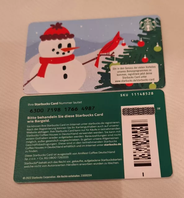 Starbucks Card Karte Germany 2023 Weihnachten Christmas New Snowman Schneemann