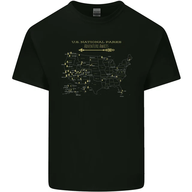 US National Parks Hiking Trekking Walking Mens Cotton T-Shirt Tee Top