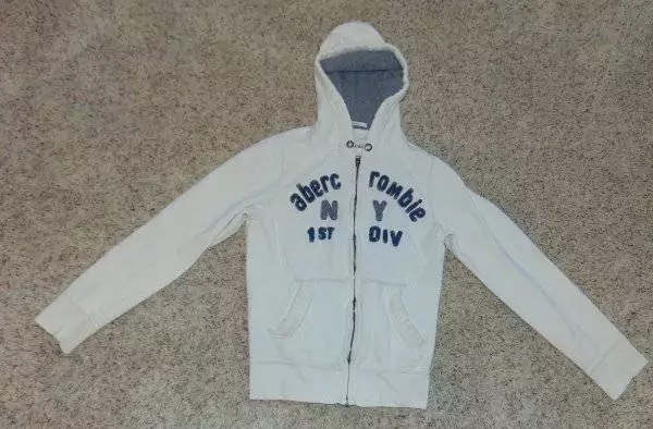 Boys Jacket Abercrombie Muscle White Hooded Fall Spring Zip Up Coat-size XL