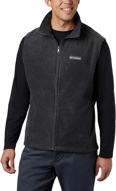 Columbia Men's Steens Mountain Sleeveless Fleece Vest Full Zip Gray Sz Small NEW