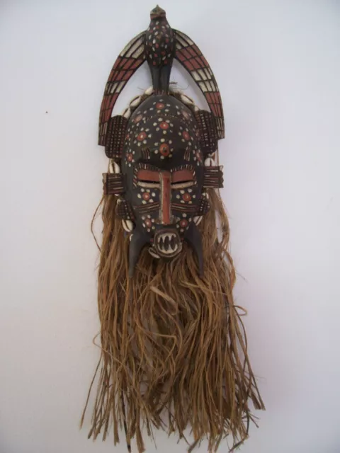 African tribal ceremonial wooden mask art tribal masque africain Cote d'Ivoire