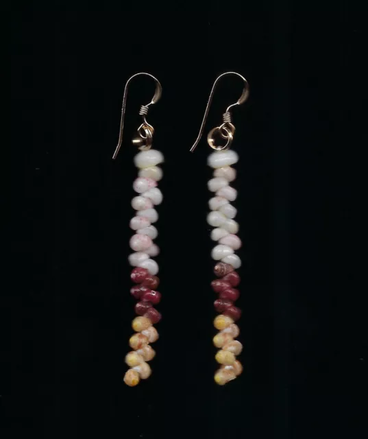 Hawaiian 100% Niihau Shell 2-3/8" Kahelelani Mauna Loa Style Earrings