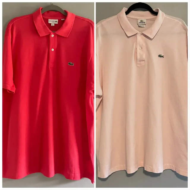 Lot of 2 Lacoste Polo Mens 3XL Size 8 Shirt Pink Mesh Short Sleeve Top Classic