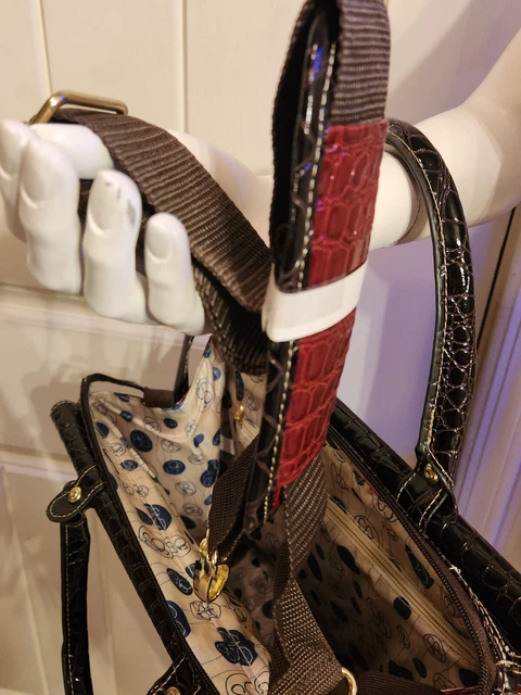 NWT Samantha Brown Croco-Embossed Dowel Bag Burgundy Red Brown 8