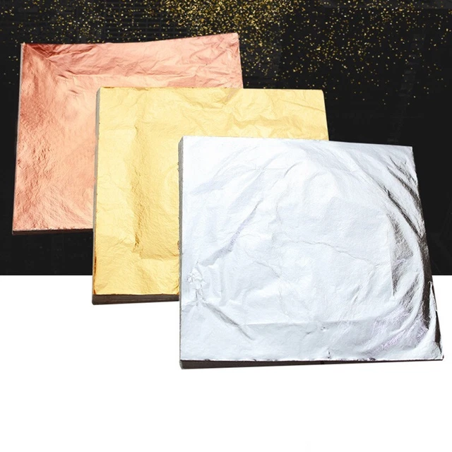100* 14814cm Metal de impacto Hoja Metal Oro Plata Cobre Hoja Dorada Oro EXCELENTE