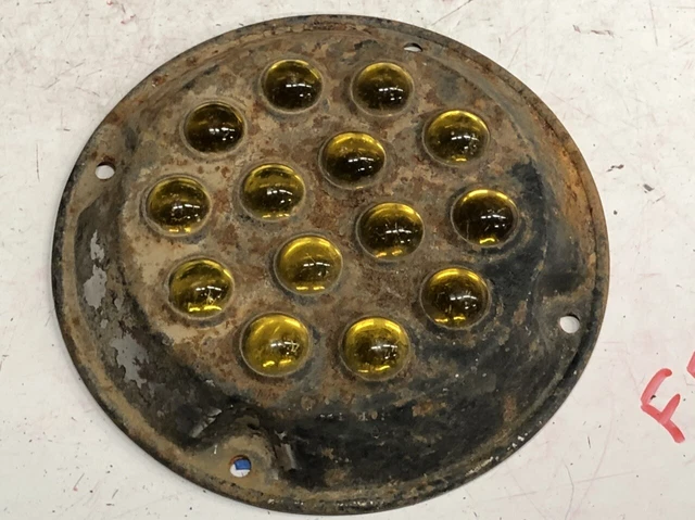 VINTAGE ANTHES FORCE Marble Reflector AMBER GLASS Car TRUCK Travel