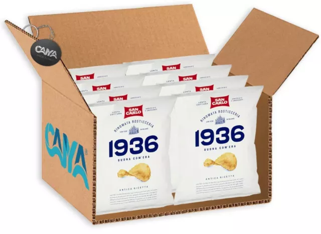 8X San Carlo Rinomata Rosticceria 1936 Patatine Antica Ricetta 70g + Portachiavi