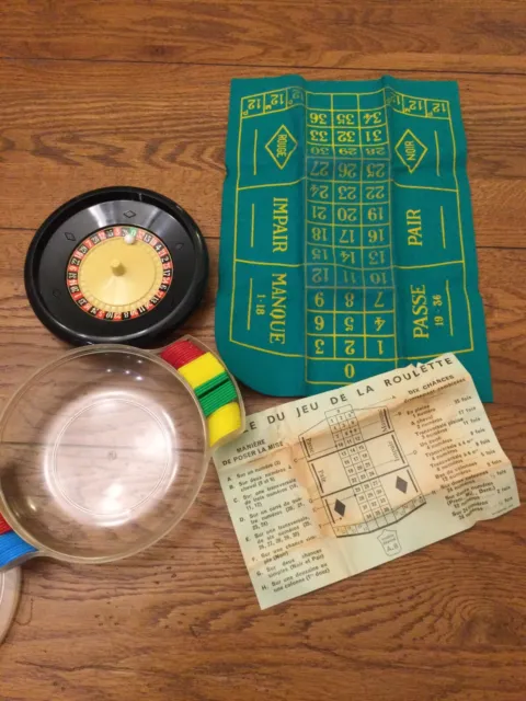 Vintage Travel Size Roulette Game Wheel & Betting Cloth And Instructions