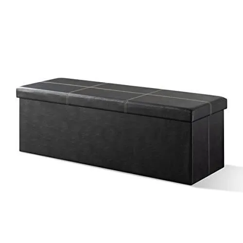 Otto & Ben 45" Storage Ottoman with SMART LIFT Top, Upholstered Line Bench