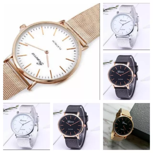 GENEVA Women Ladies Watch Gold Silver Black Alloy Mesh Band Wrist Watches