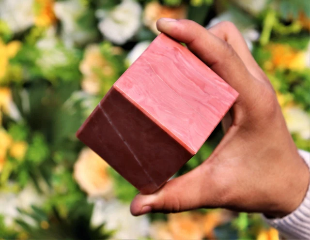 Large 60MM Natural Pink Bustamite Stone Spirit Healing Chakra Power Cube