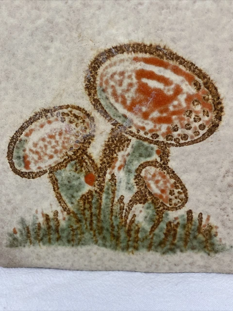 Vintage SEMIGRES Mushroom Tile Trivet Cottage 2