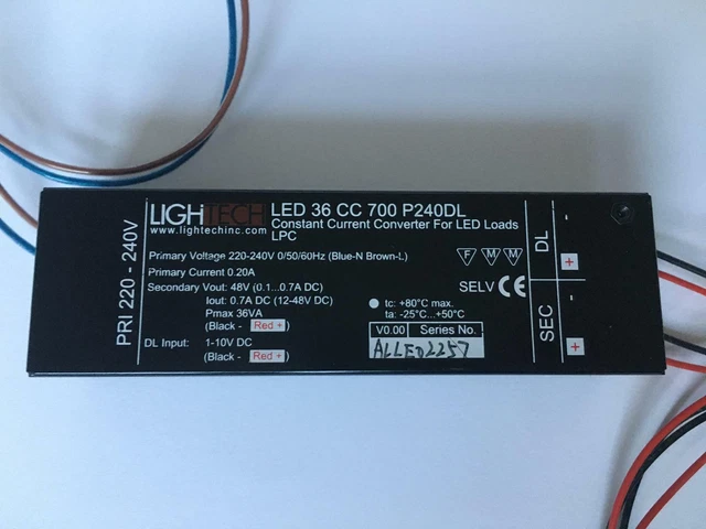 LIGHTECH 1-10V DIMMABLE Constant Current Lighting Driver LED 36 CC 700 ...