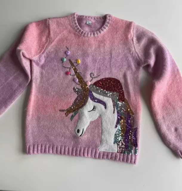 Girls Pink Unicorn Jumper Brand New Never Worn Age 10