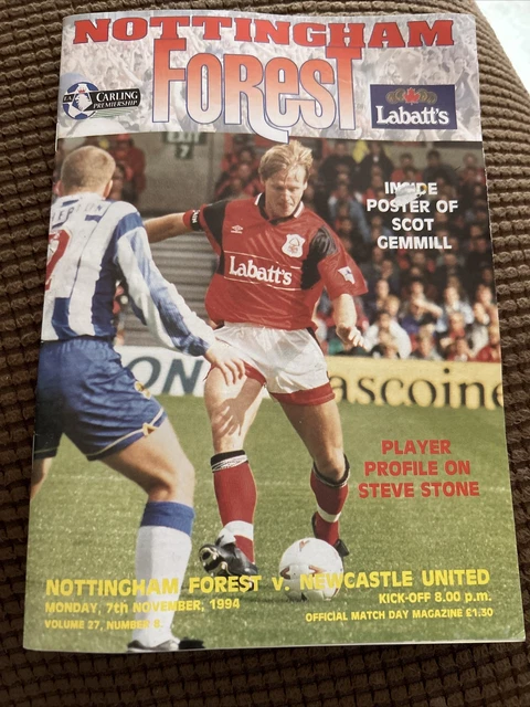 Programme Newcastle United V Nottingham Forest - 11/02/1995 - Plié