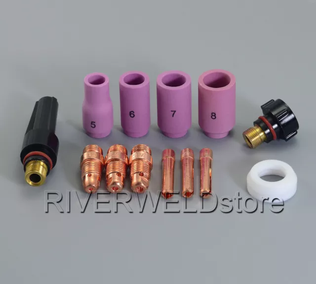 TIG Stubby Collet Body Alumina Nozzle Kit Fit WP17 18 26 TIG Welding Torch 13pcs