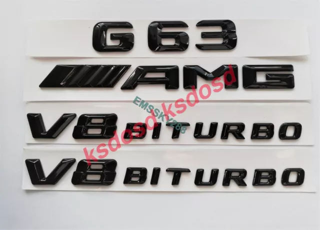 Gloss Black G63 Amg V8 Bi-Turbo Emblems Badges For Mercedes G-Class