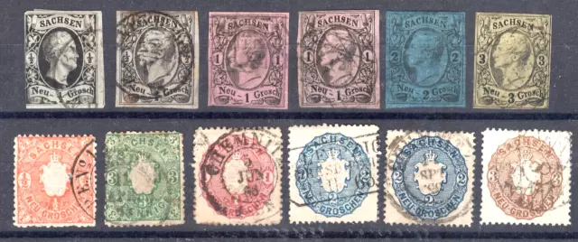 Altdeutschland Sachsen Lot ex. Mi.Nr. 3 - 18 gestempelt 1851 / 1863