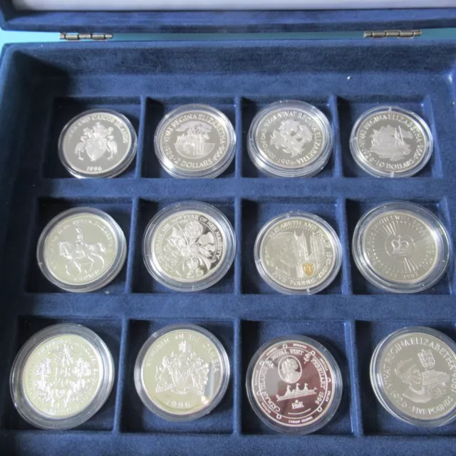 12 x Queen Elizabeth II Commemorative Silver Proof Coins