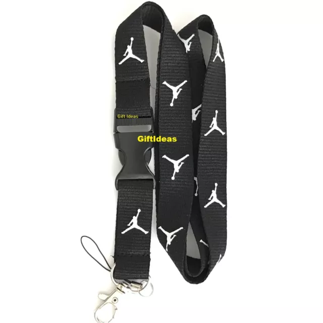 Jordan Lanyard Detachable Keychain iPod Camera Strap Badge ID JorBlack