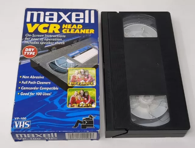 MAXELL VCR HEAD Cleaner VHS Tape VP-100 Dry Type Brand New Sealed $14. ...