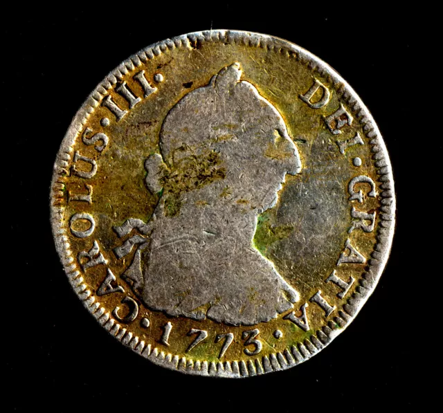A coin of the American Revolution Age * Silver 1773-JR Bolivia POTOSI 4 Reales