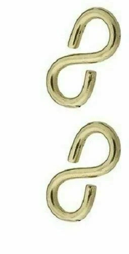 PACK of 2 - 1-1/4" CLOSED S HOOKS by National Hardware #N121-459 Solid Brass