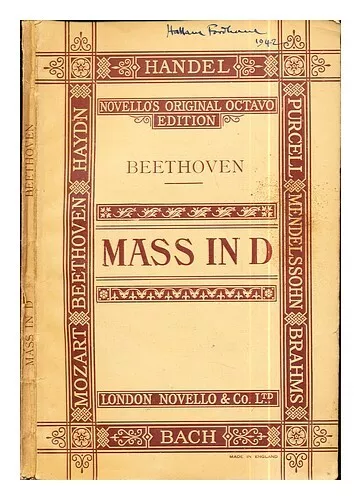 VAN BEETHOVEN, LUDWIG Missa Solennis (In D): composed by L. Van Beethoven (Op. 1