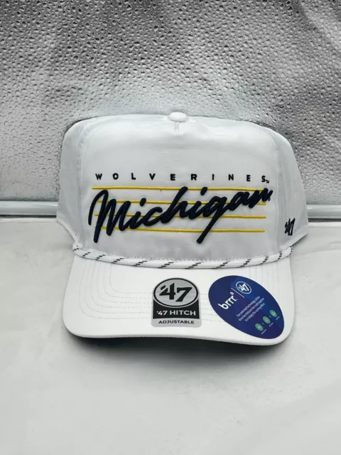 Michigan Wolverines NCAA '47 Brand White Script Hitch Adjustable Snapback Hat