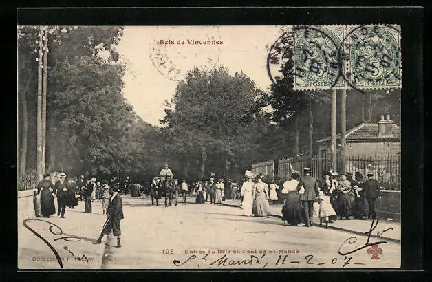 CPA Vincennes, Entrée du Bois au Pont de St-Mandé 1907