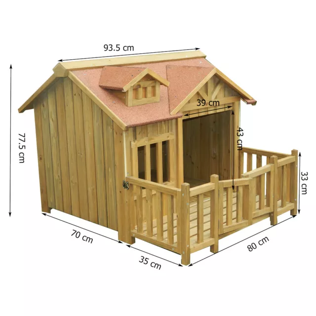 Niche pour chien XL Luxe Bois Balcon Jardin Terrasse Chien Espace extérieur 3