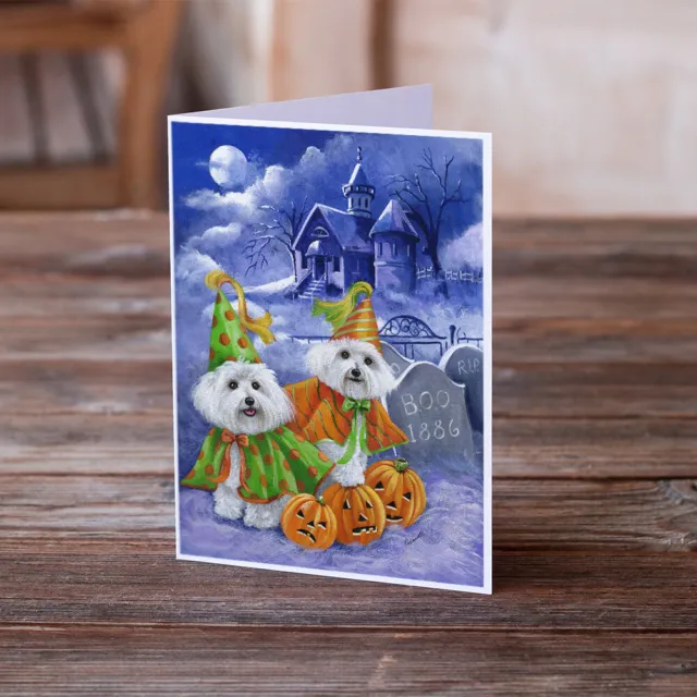 Bichon Frise Halloween Haunted House Cards Envelopes 8 Pack PPP3022GCA7P